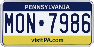PA license plate MON7986