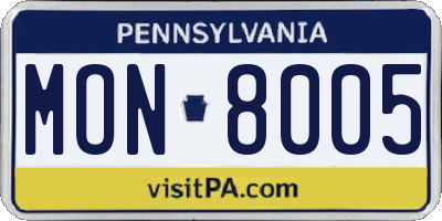 PA license plate MON8005