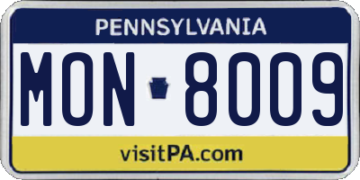 PA license plate MON8009
