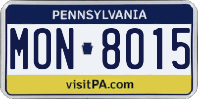 PA license plate MON8015