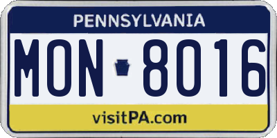 PA license plate MON8016