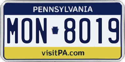 PA license plate MON8019