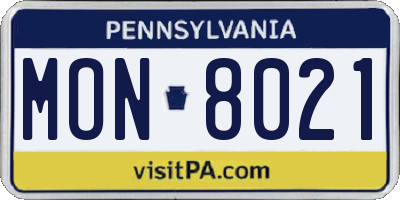 PA license plate MON8021