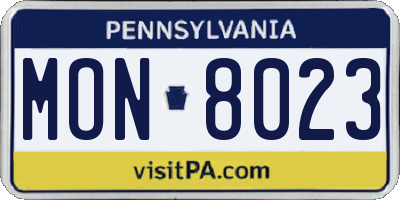 PA license plate MON8023