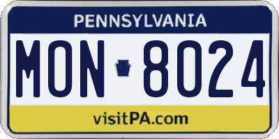 PA license plate MON8024