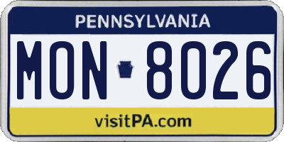 PA license plate MON8026