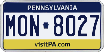 PA license plate MON8027