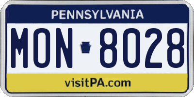 PA license plate MON8028