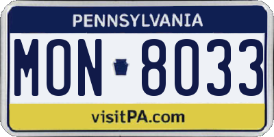 PA license plate MON8033