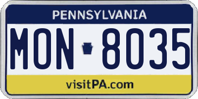 PA license plate MON8035