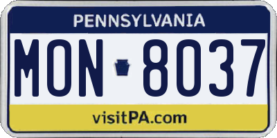 PA license plate MON8037
