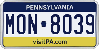 PA license plate MON8039