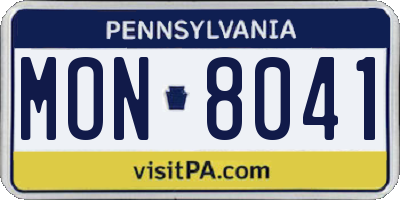PA license plate MON8041