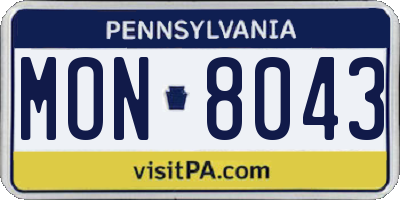 PA license plate MON8043
