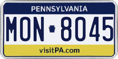 PA license plate MON8045