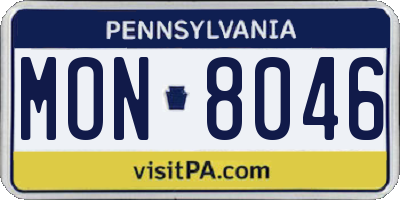 PA license plate MON8046