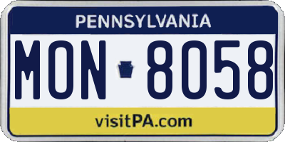 PA license plate MON8058