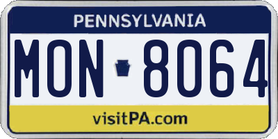 PA license plate MON8064