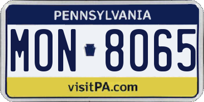 PA license plate MON8065