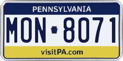 PA license plate MON8071
