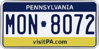 PA license plate MON8072