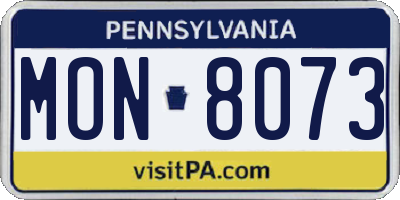 PA license plate MON8073