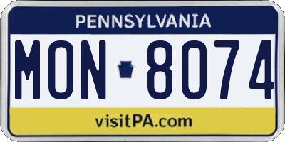 PA license plate MON8074