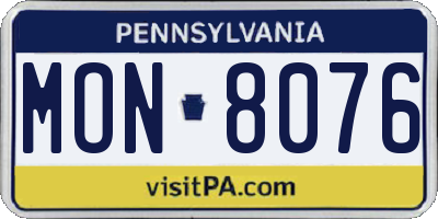 PA license plate MON8076