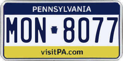 PA license plate MON8077