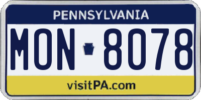 PA license plate MON8078