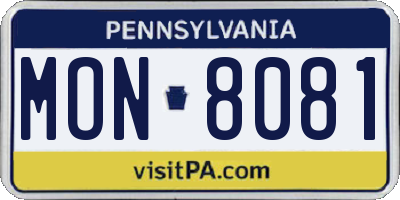 PA license plate MON8081