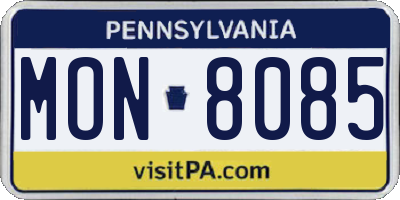 PA license plate MON8085