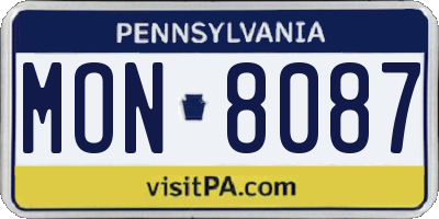 PA license plate MON8087