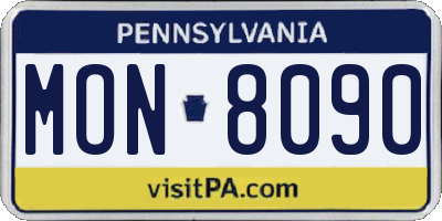 PA license plate MON8090
