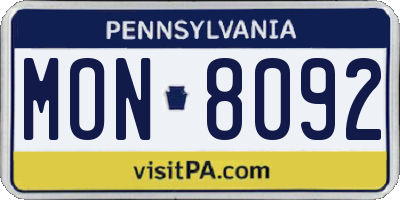 PA license plate MON8092