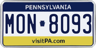 PA license plate MON8093
