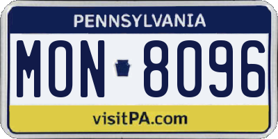 PA license plate MON8096