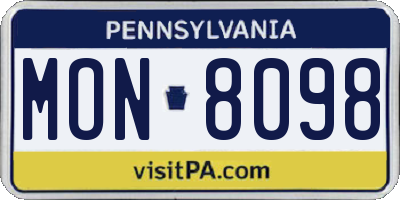 PA license plate MON8098