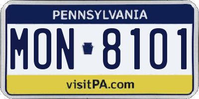 PA license plate MON8101