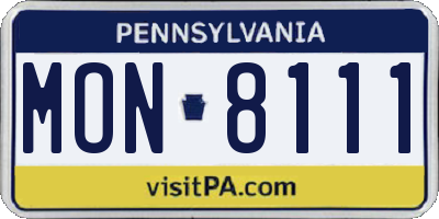 PA license plate MON8111