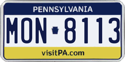 PA license plate MON8113