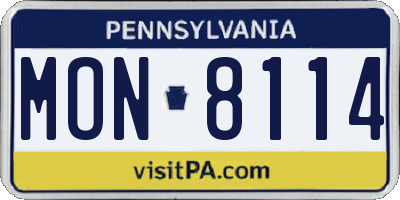 PA license plate MON8114