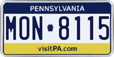 PA license plate MON8115