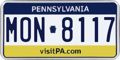 PA license plate MON8117