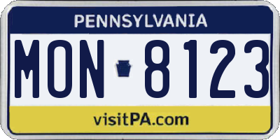 PA license plate MON8123