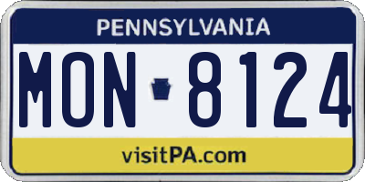 PA license plate MON8124