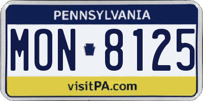 PA license plate MON8125