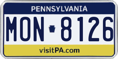 PA license plate MON8126