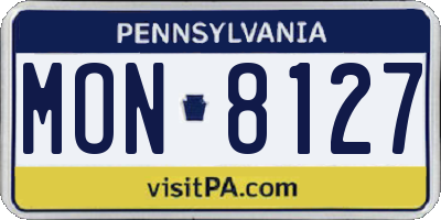 PA license plate MON8127