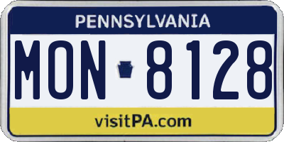 PA license plate MON8128